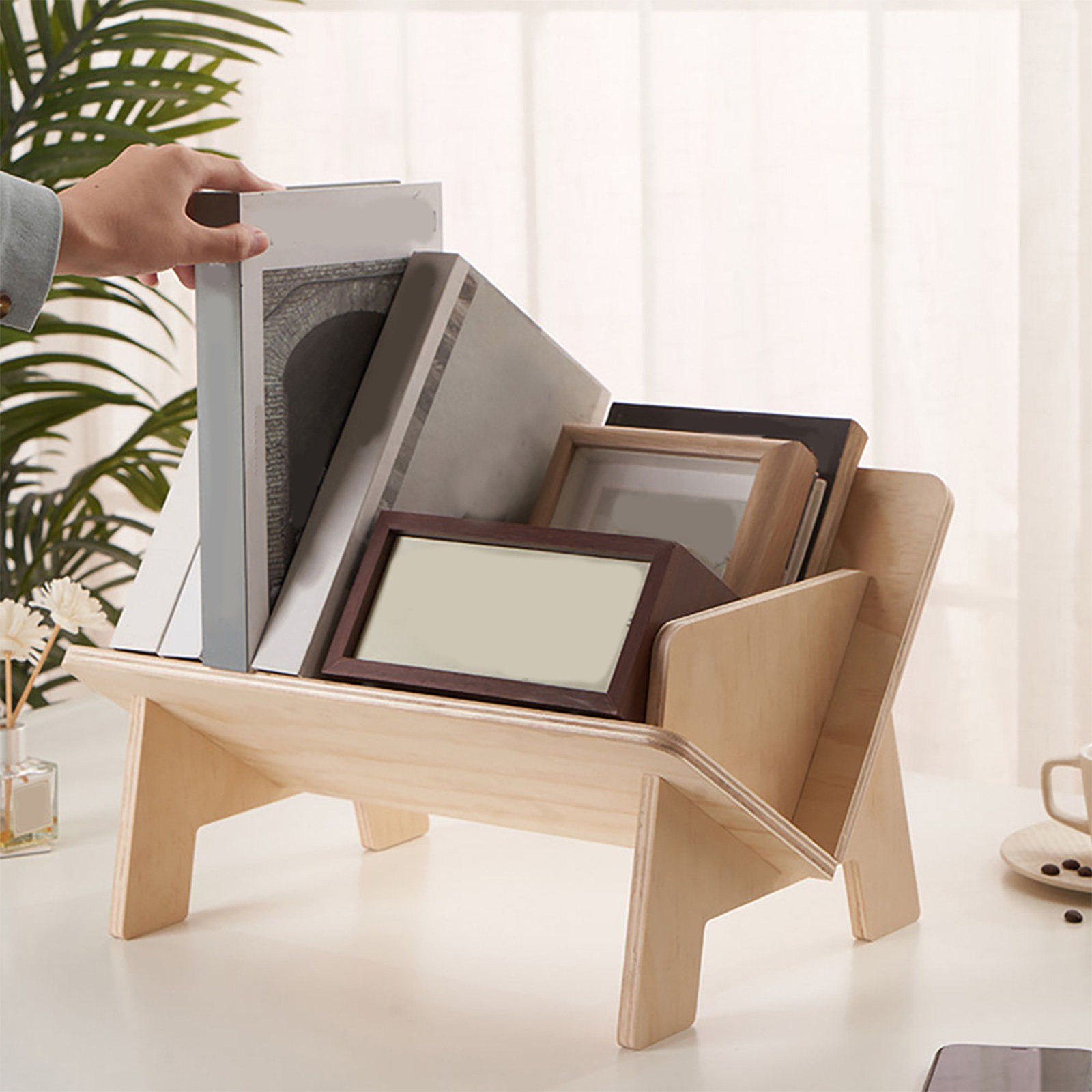Home Office Library - Wooden Desktop Book Rack Sloping Design