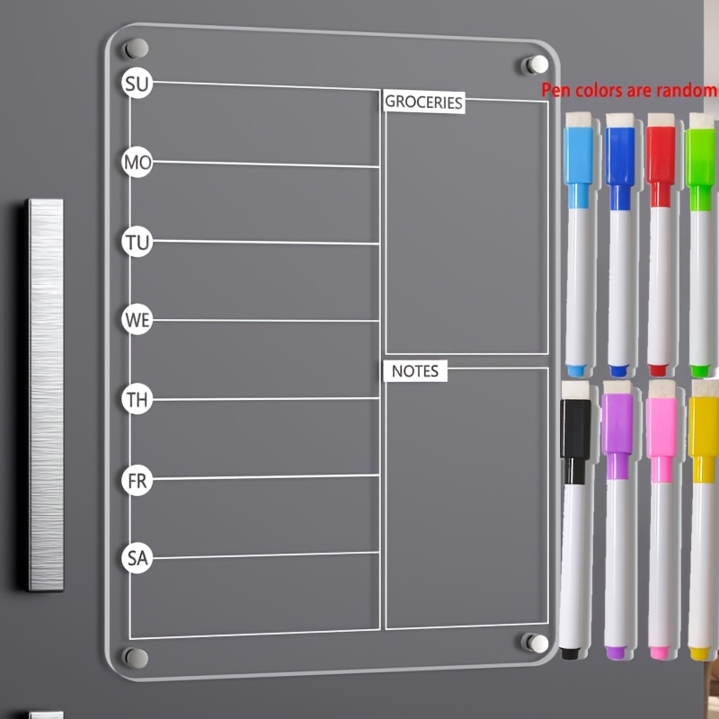 Magnetic Calendar Board - Acrylic Meal Planner Magnetic Menu Board