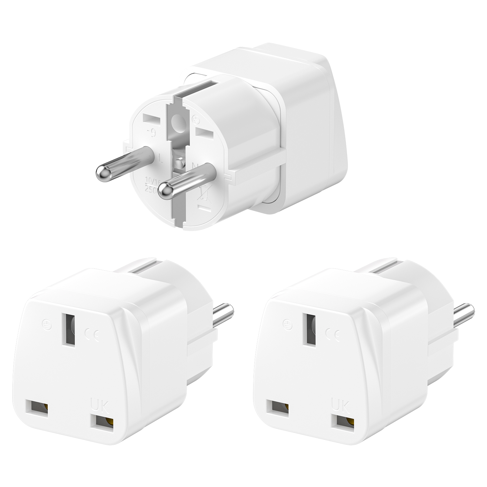 Home Office Uk - 3PCS UK to EU Plug Adapter