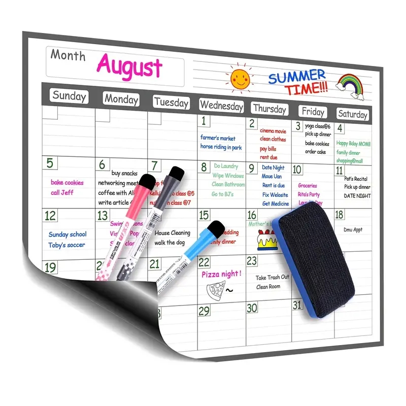Magnetic Calendar Board - 1 Set Magnetic Refrigerator Dry Erase