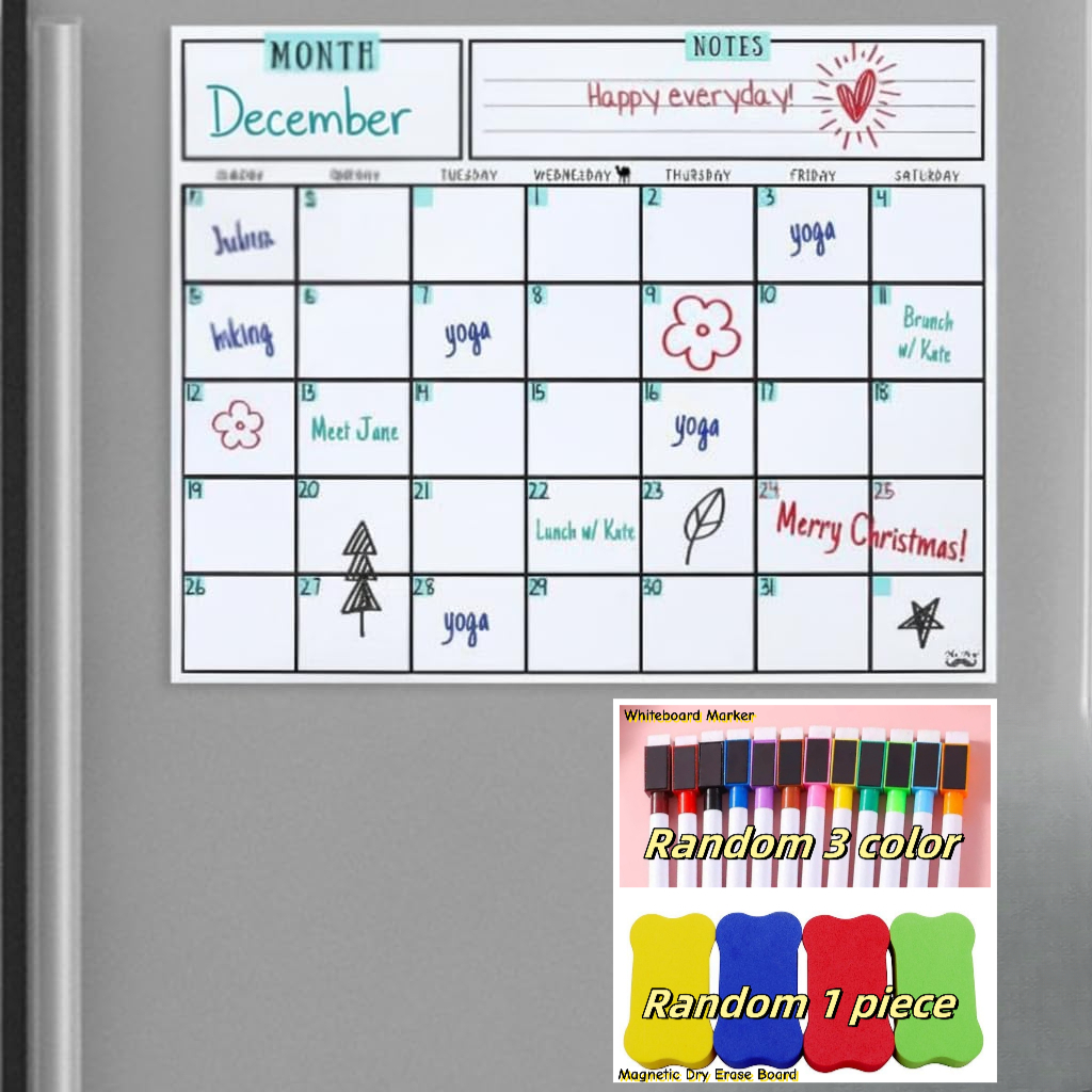 Magnetic Calendar Board - Magnetic Dry Erase Calendar, 14.7 x