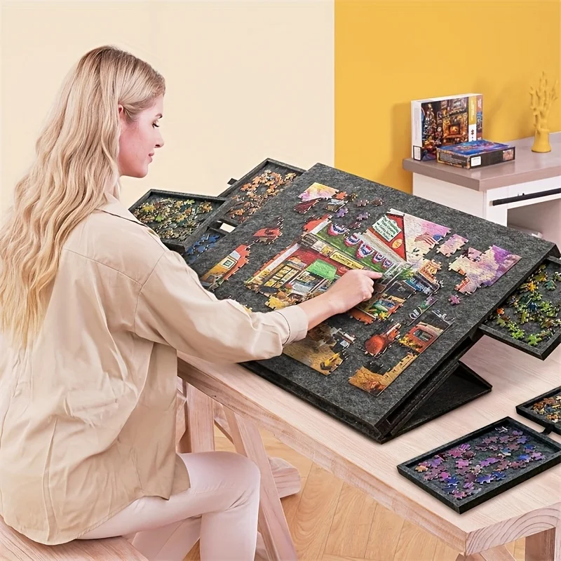 Desk Drawer Small - 6-Drawer 1500pcs Jigsaw Puzzle Table, Felt