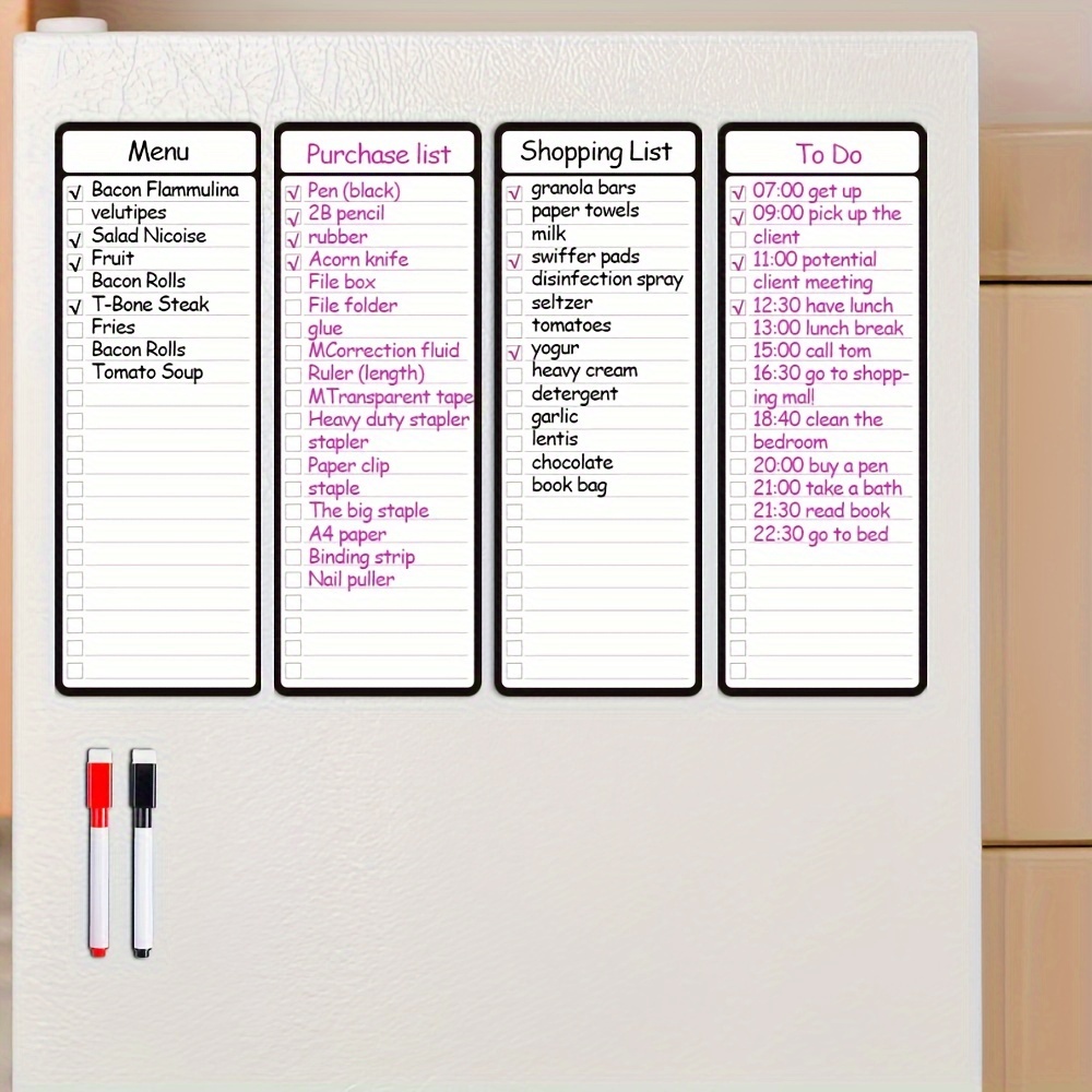 Magnetic Calendar Board - 4pcs Magnetic Dry Erase List Board