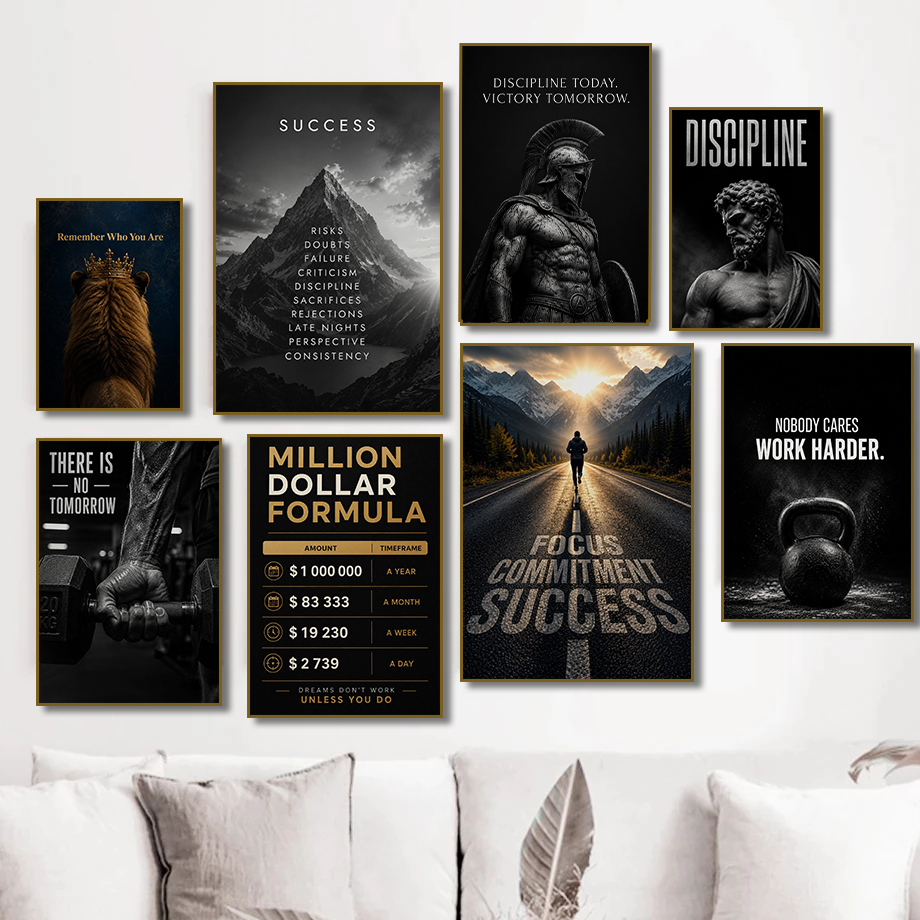 Home Office Quotes - Modern Fitness Success Motivational Poster Work