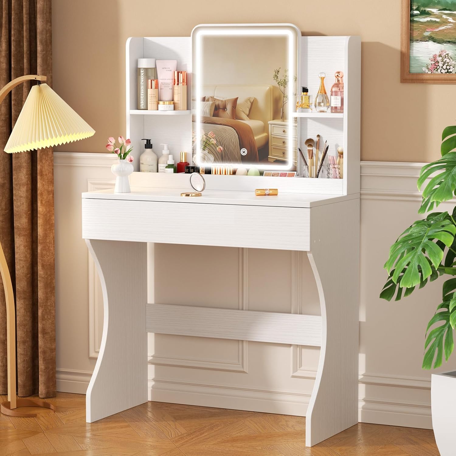 Desk Drawer Small - White Small Makeup Vanity Desk with
