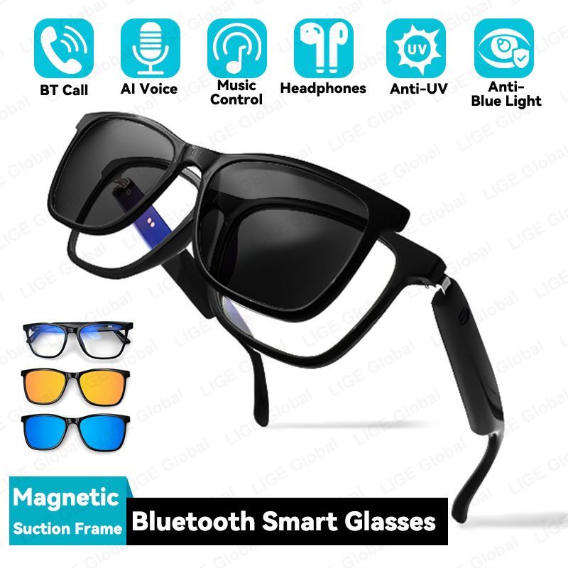 Blue Light Glasses - LIGE Smart Sunglasses AI Voice Bluetooth
