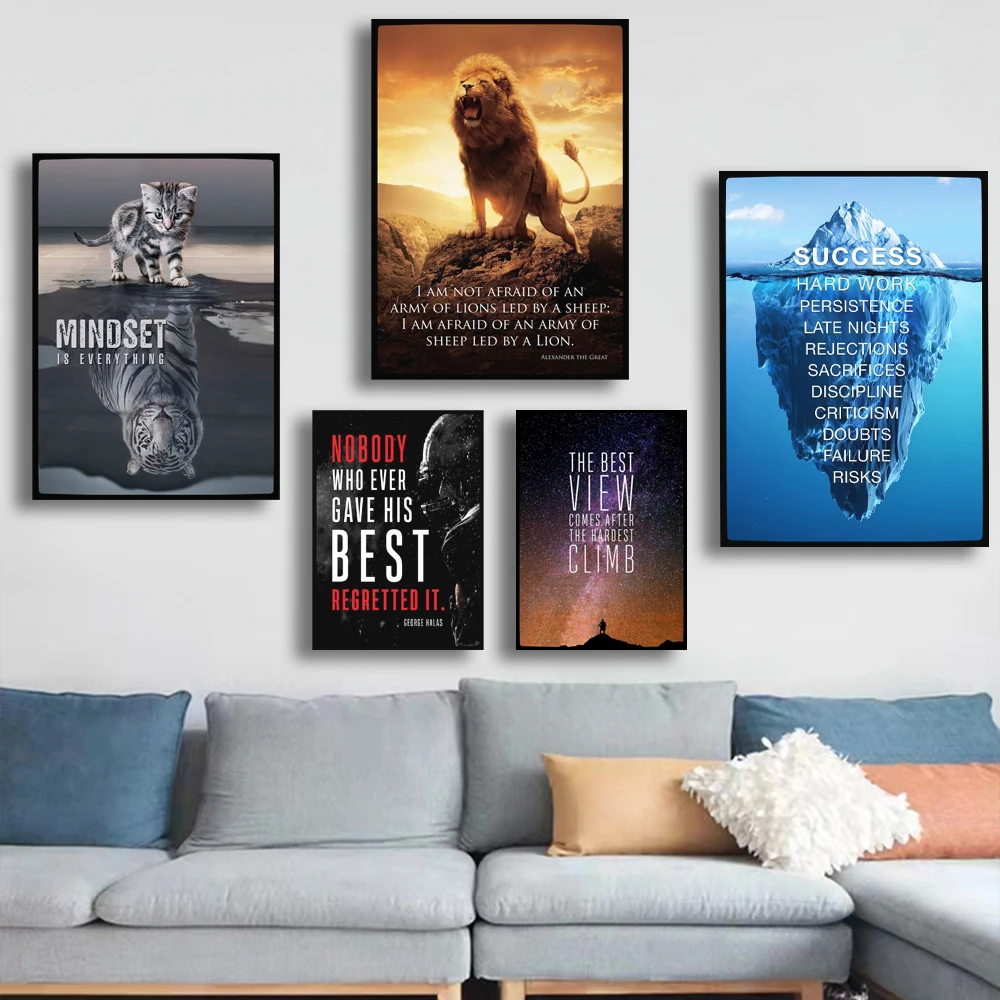 Home Office Quotes - Inspirational Ice Mountain Success Quote Poster