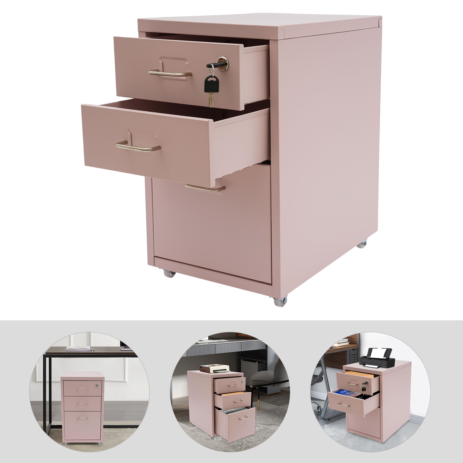 3 Tiers Rectangular Steel Vert - огляд і ціна Rolling File Cart