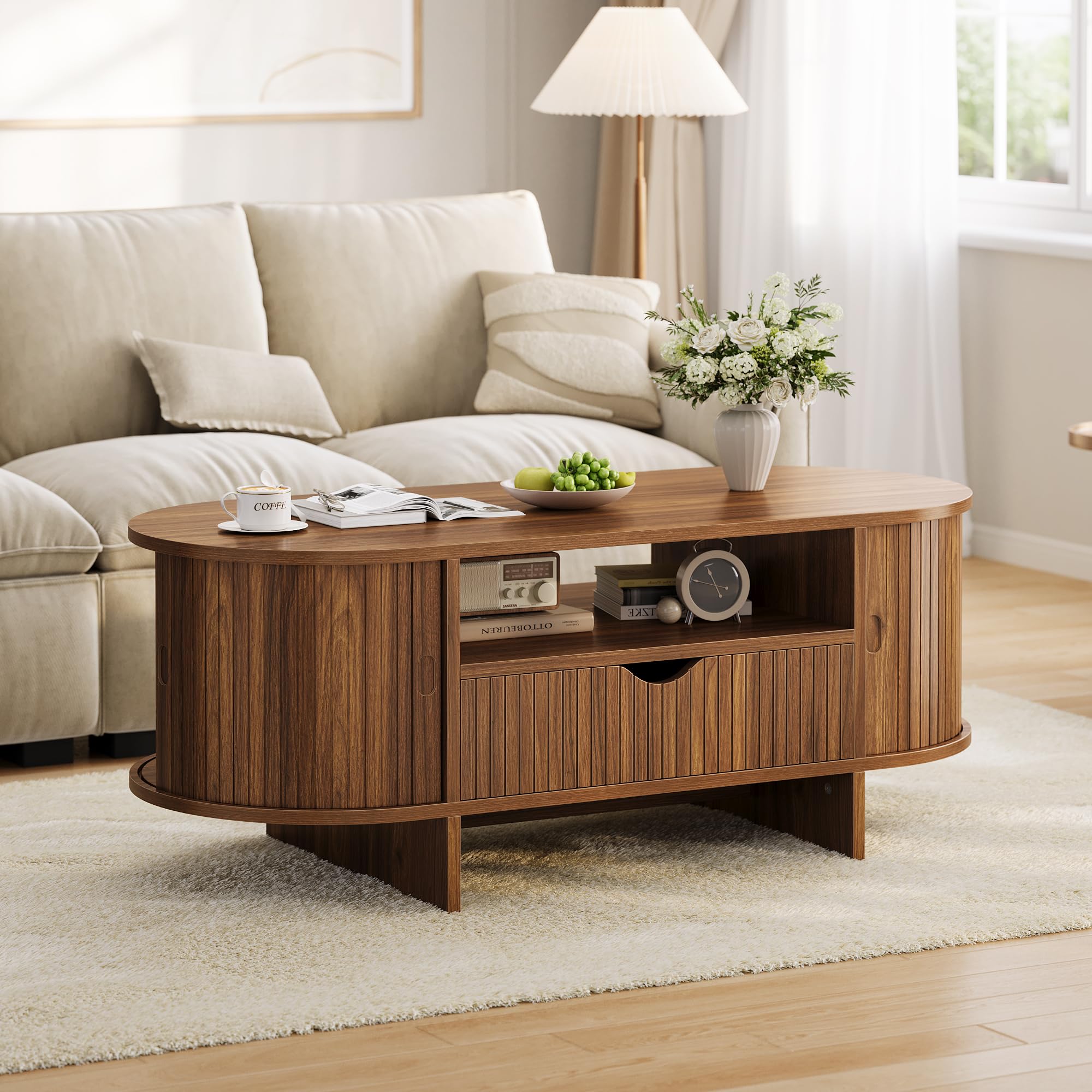 47.2in Oval Coffee Table With  - огляд і ціна Desk Drawer Small