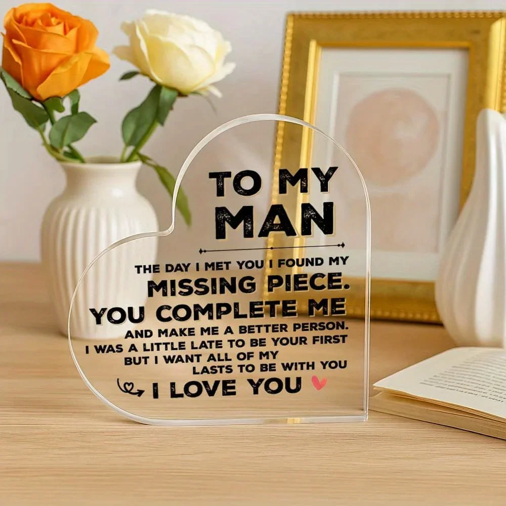 Heart Acrylic Plaque To My Man - огляд і ціна Home Office Quotes
