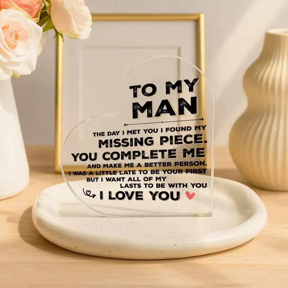 Heart Acrylic Plaque To My Man - огляд і ціна Home Office Quotes