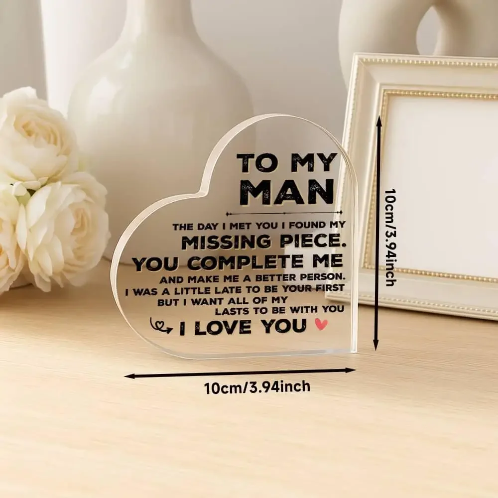 Heart Acrylic Plaque To My Man - огляд і ціна Home Office Quotes