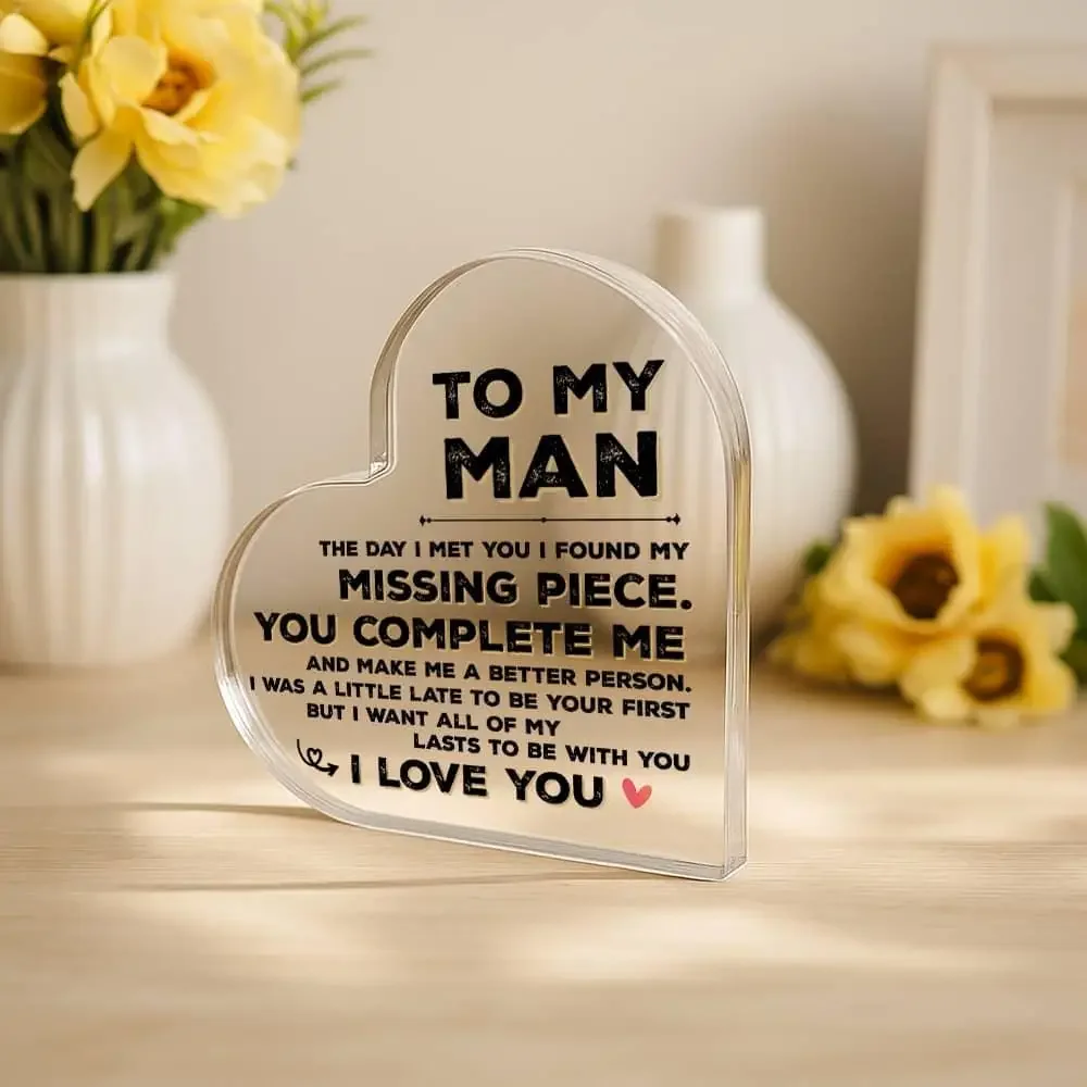 Heart Acrylic Plaque To My Man - огляд і ціна Home Office Quotes