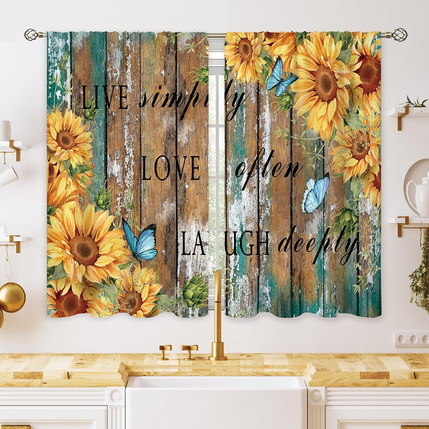 Rustic Sunflower Wood Curtains - огляд і ціна Home Office Quotes