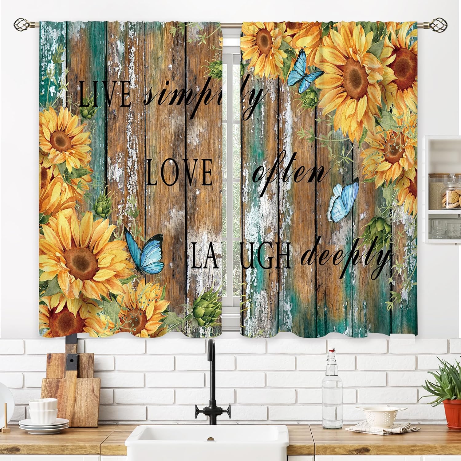 Rustic Sunflower Wood Curtains - огляд і ціна Home Office Quotes