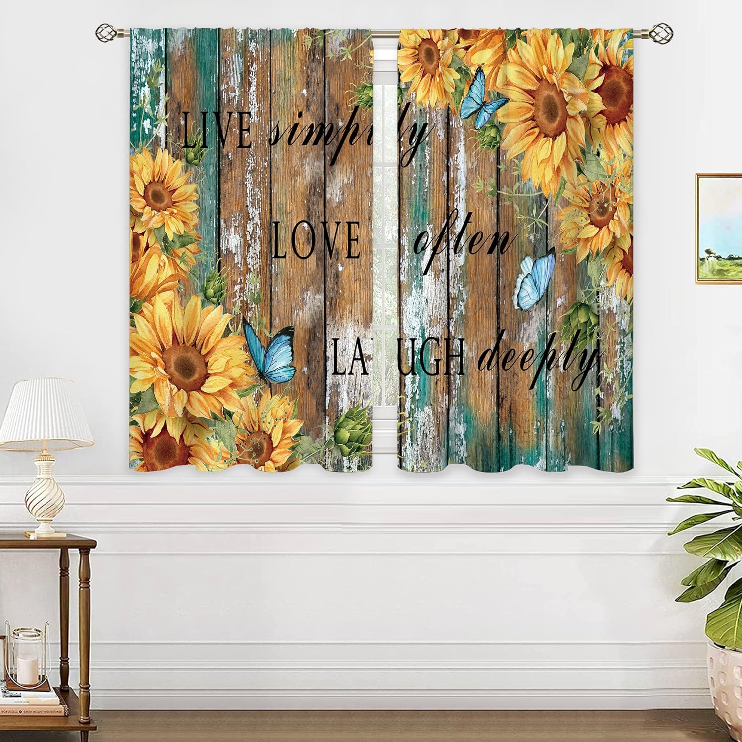 Rustic Sunflower Wood Curtains - огляд і ціна Home Office Quotes