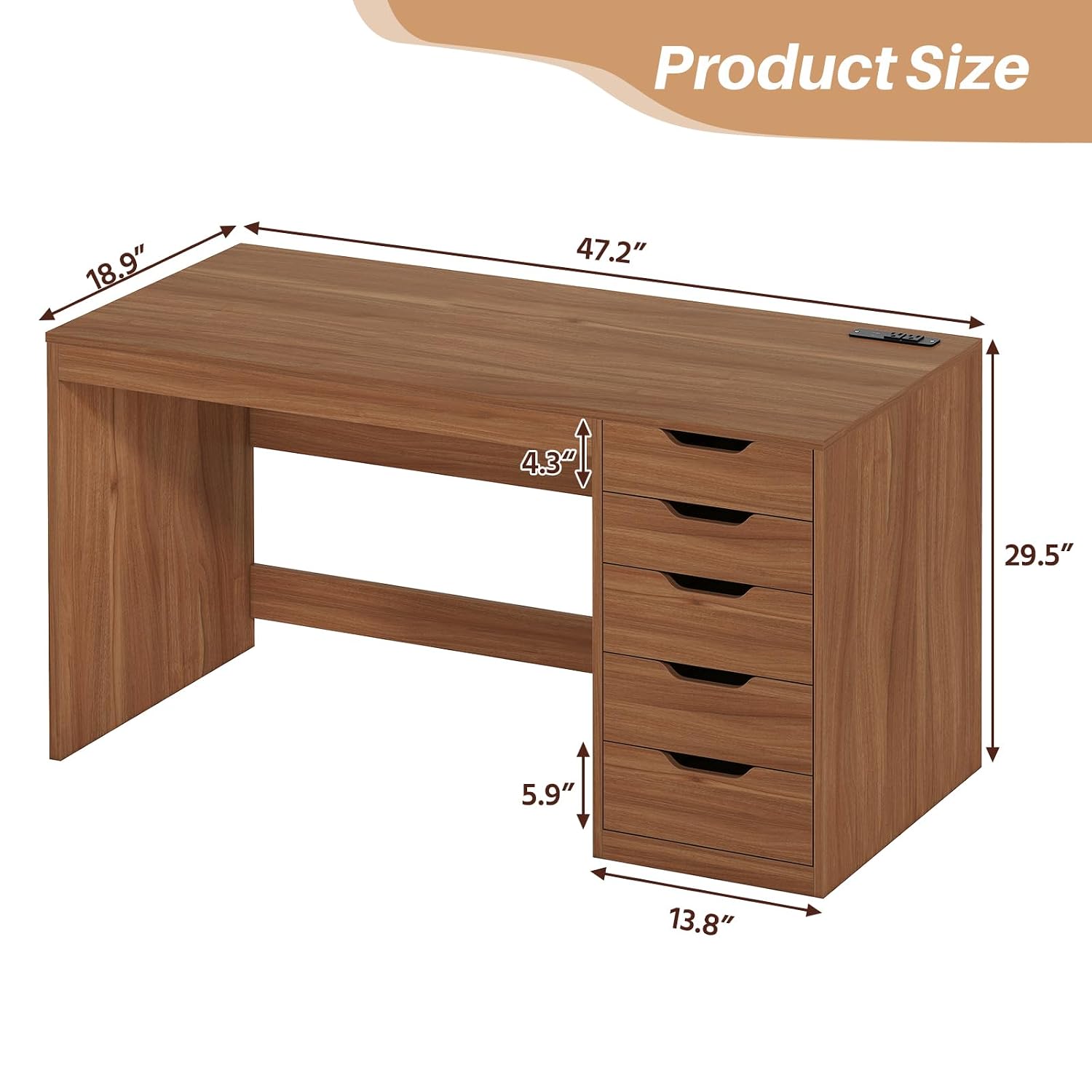 Computer Desk 5 Drawers & Powe - огляд і ціна Desk Drawer Small