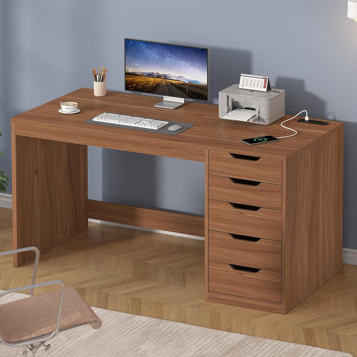 Computer Desk 5 Drawers & Powe - огляд і ціна Desk Drawer Small