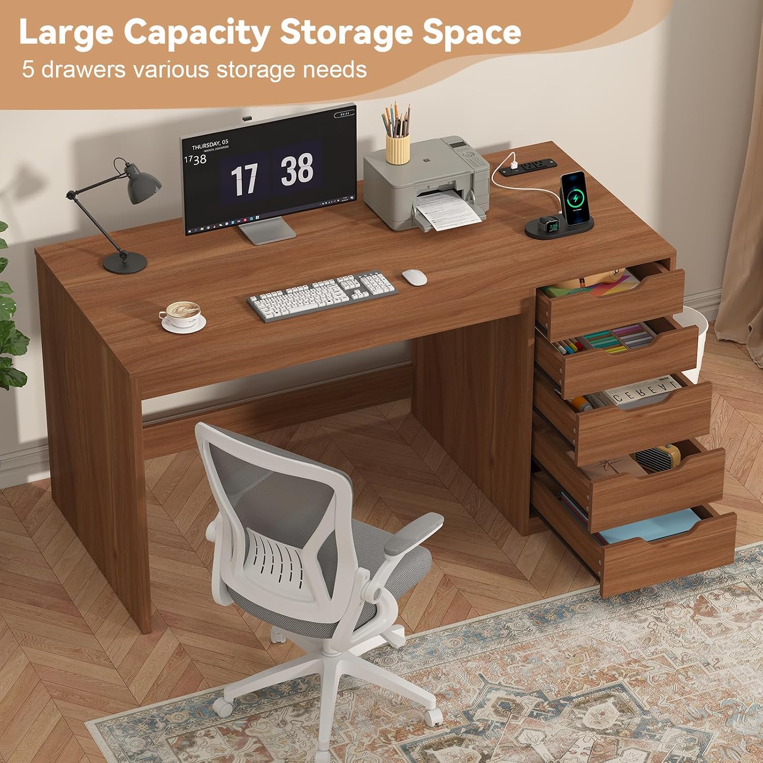 Computer Desk 5 Drawers & Powe - огляд і ціна Desk Drawer Small