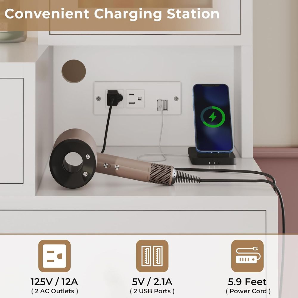 Tiptiper Makeup Vanity with Li - огляд і ціна Desk Charging Station