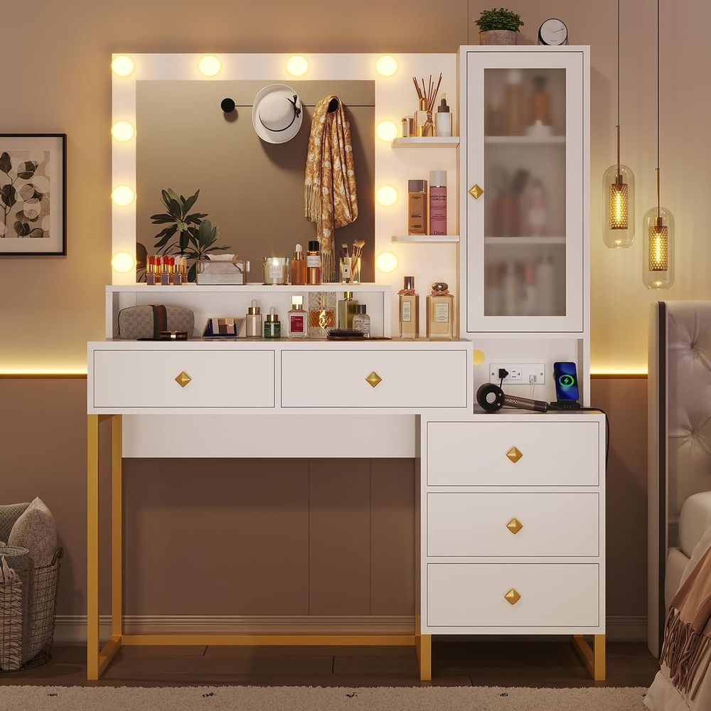 Tiptiper Makeup Vanity with Li - огляд і ціна Desk Charging Station