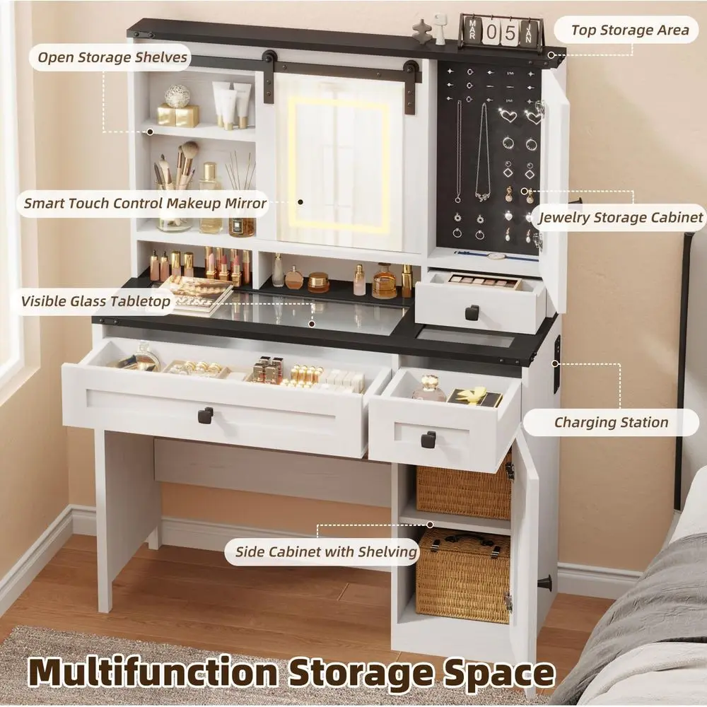 42 Lighted Makeup Vanity Desk  - огляд і ціна Power Strip Desk