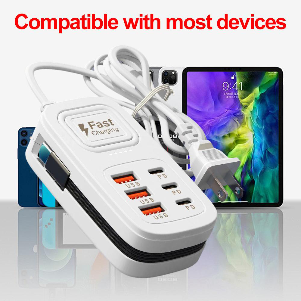 6 Port USB Fast Charger Power  - огляд і ціна Power Strip Desk
