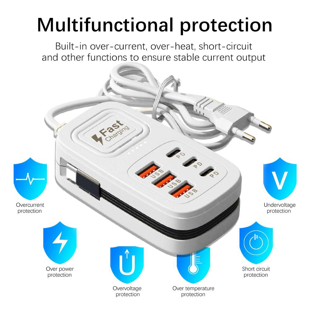 6 Port USB Fast Charger Power  - огляд і ціна Power Strip Desk